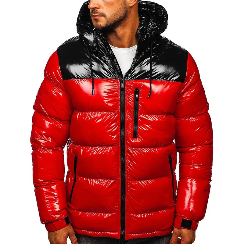 

HENCHIRY Высококачественная новая зимняя модная куртка утепленная Повседневная трендовая однотонная простроченная мужская хлопковая куртка ...