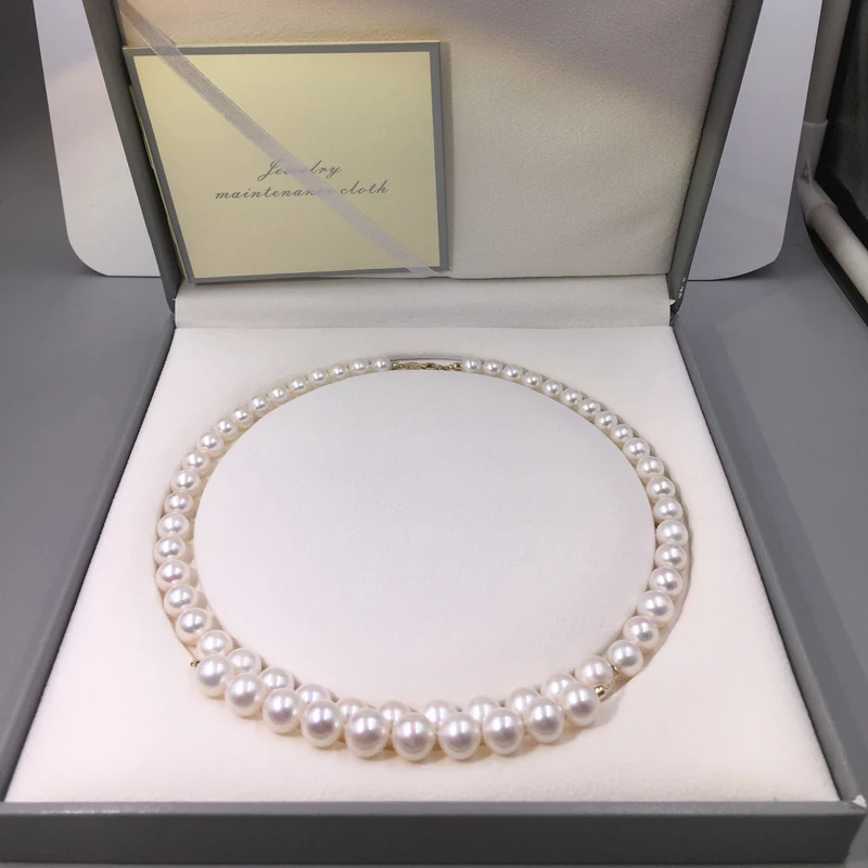 Tianyu Gems 14k Gold Real Freshwater Pearls Necklace 9-11mm Round Pearls 45cm Necklace Women Wedding Party Jewelry Accessories