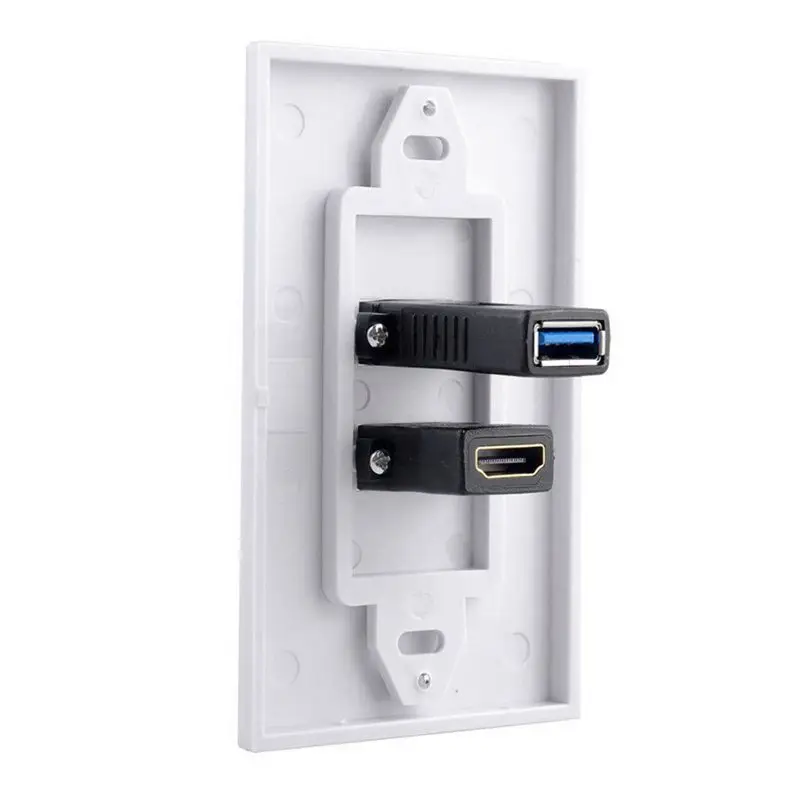 1x 2 порта HDMI + USB 3 0 Женский настенный лицевой панели розетка удлинитель белый |