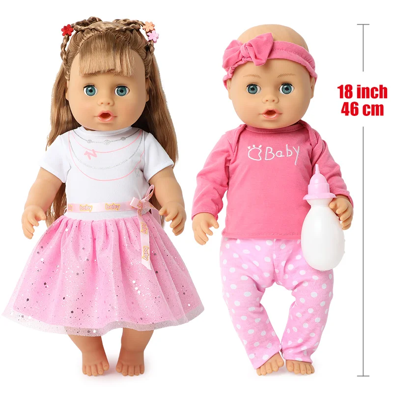 

46cm DIY lifelike Bebe reborn doll Can hair tie manually Newborn baby girl doll 18 inch body soft silicone education toys gifts