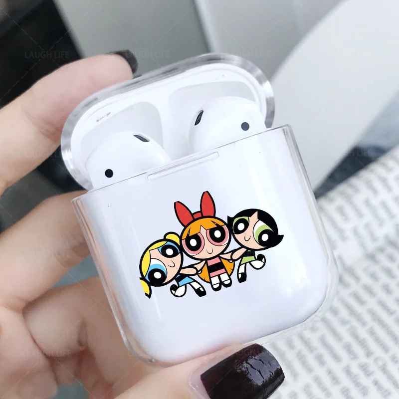Чехлы для наушников для Apple Airpods 1/2, силиконовый защитный чехол, аксессуары, милый цветок, Powerpuff, полицейский шлем для девочек