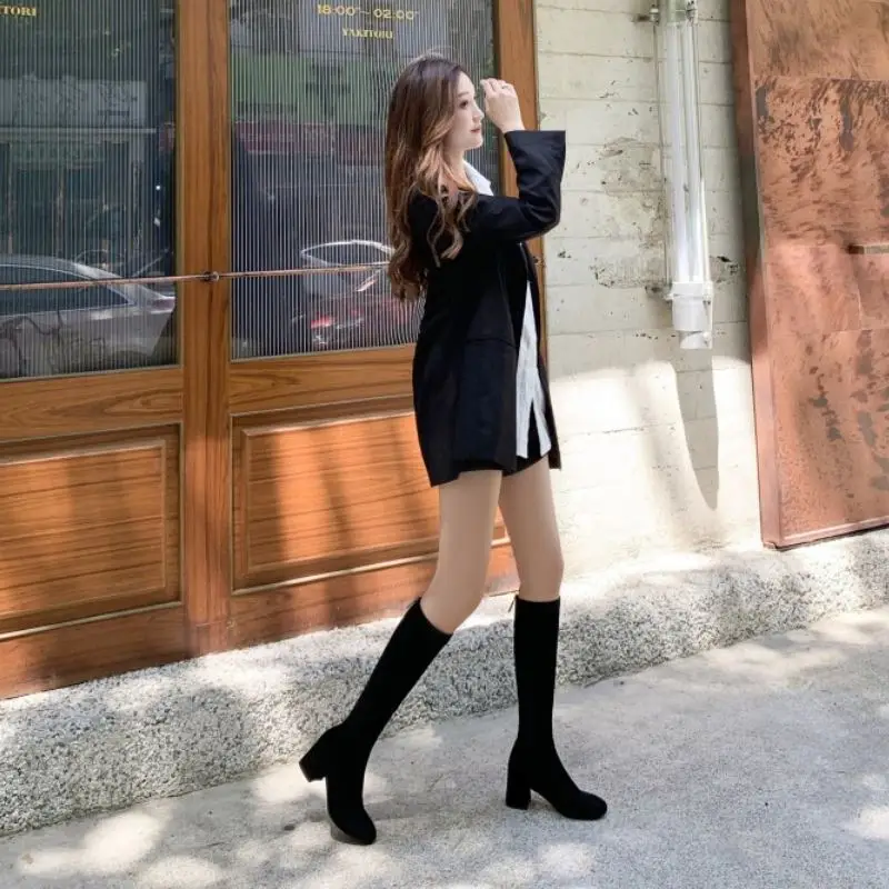 

RIZABINA Size 31-43 Women Knee Boots Warm Zipper High Heel Winter Shoes Woman Sexy Long Boot Fashion Daily Lady Office Footwear