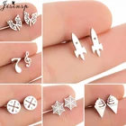 Серьги-гвоздики женские из нержавеющей стали, с компасом