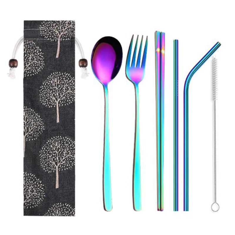 Fork Cutlery Set Straws Storage Bag Supplies Picnic Kitchen Utensils Tool | Дом и сад