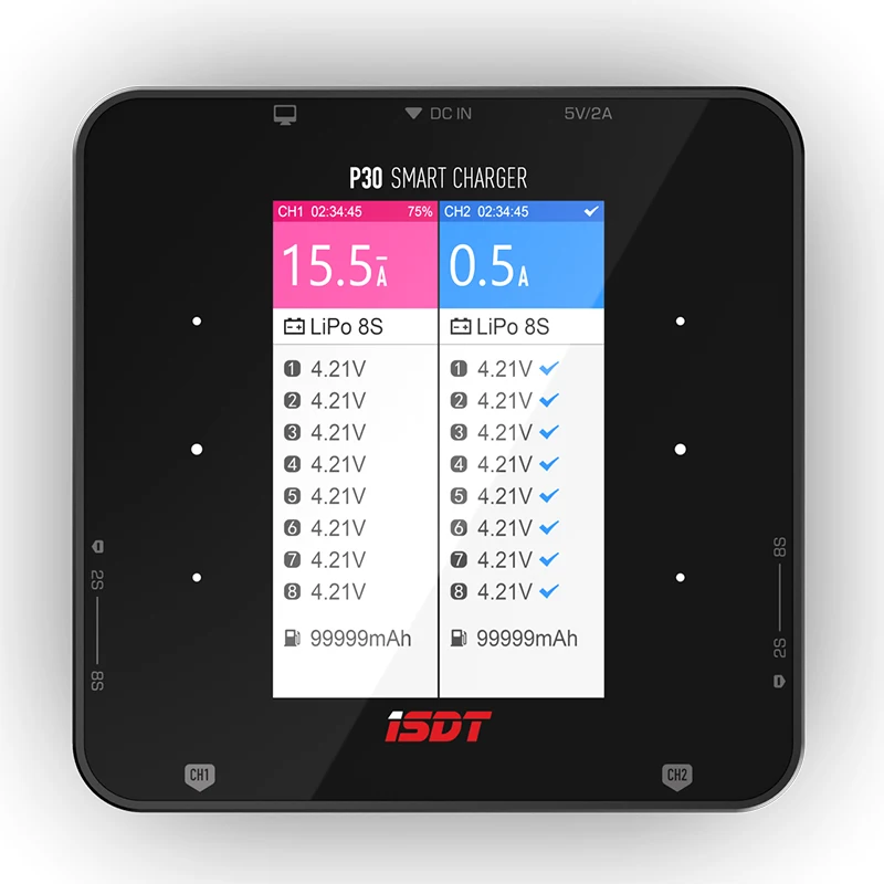 ISDT P30 двойное балансирующее зарядное устройство 1000 Вт 30A сигнал канал макс для