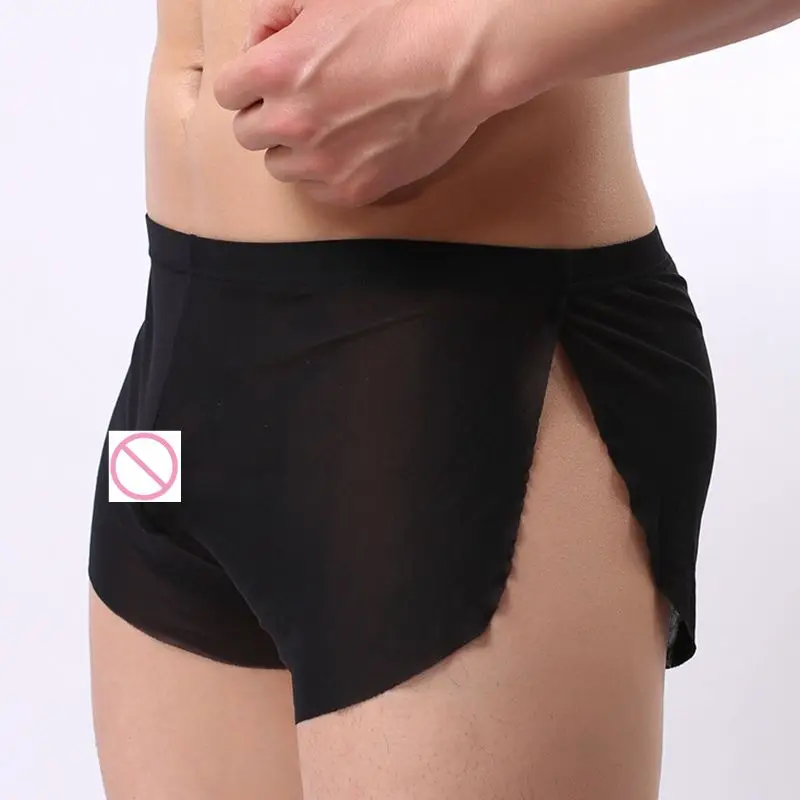 Нижнее белье мужское прозрачные сетчатые трусы бикини с выпуклостью и низкой