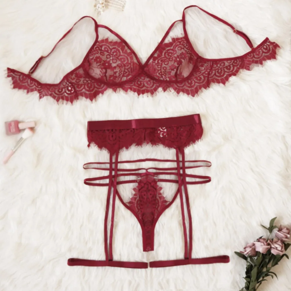 Новый стиль Для женщин комплект с бюстгальтером сексуальный кружевной