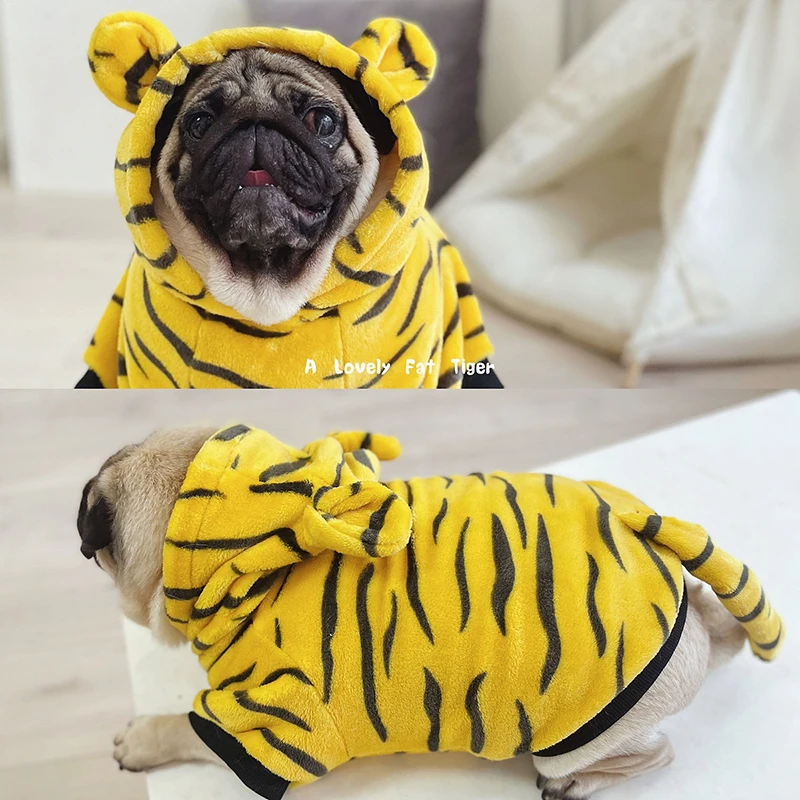 

Funny Tiger Cosplay Dog Clothes Winter French Bulldog Clothing Welsh Corgi Poodle Schnauzer Pug Shiba Inu Bichon Bulldog Coat