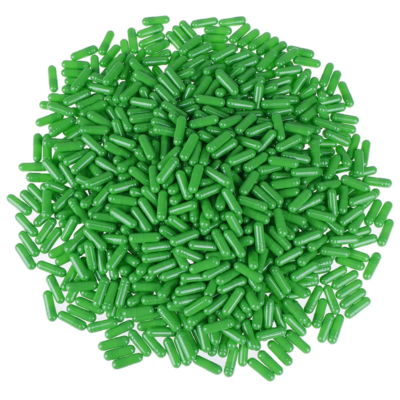 green 10/1000 шт Пустые твердые желатиновые капсулы, все виды Цветной таблетки чехол пустой контейнер для таблеток(вместе или порознь желатиновых капсул - Цвет: green