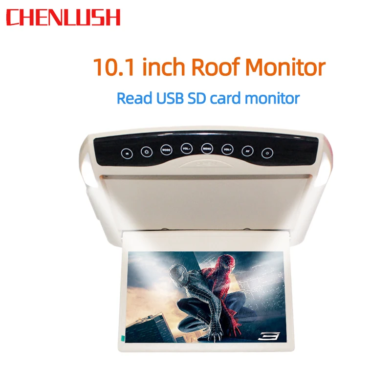 

10.1 Inch Flip Down Monitor 1080P HD Player FM USB Ultra Thin Car DVD Player 2-Way Video Input Car Roof Mounted LCD Monitor