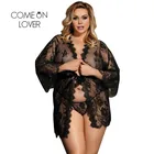 Comeonlover кружевной пеньюар прозрачный халат сексуальный женский с длинным рукавом Сексуальная ночная рубашка с цветочным рисунком женский халат большого размера RE80528P