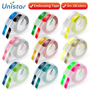 Unsitar, 1 рулон 3D лента с тиснением, совместимый с принтер для этикеток Dymo лентами Type-Emachine 9 мм, разные цвета для Dymo 1880, 1610, 12965