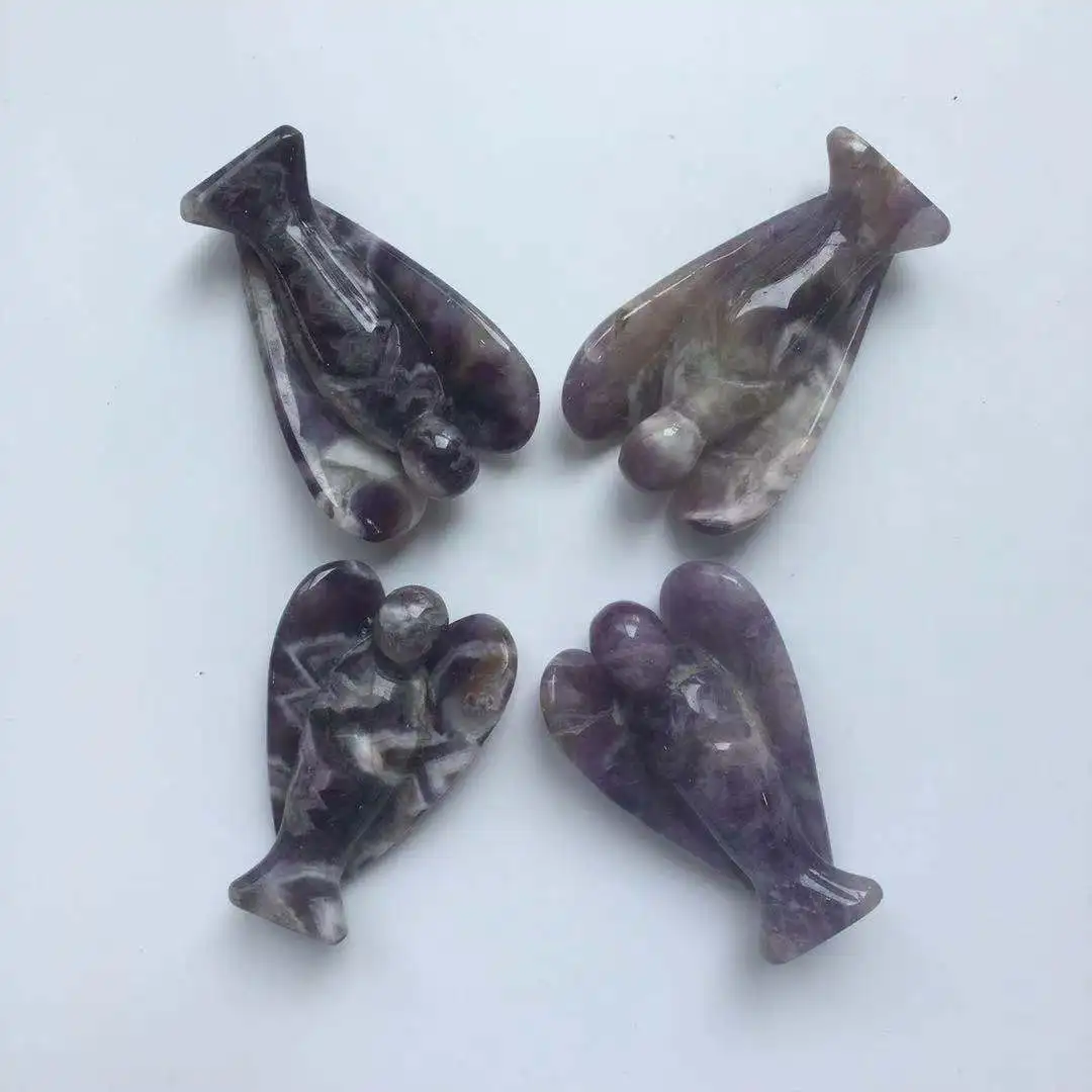 

Оптовая продажа с фабрики, Хрустальный драгоценный камень, высокое качество, шеврон, аметист, ручная резьба, ангел для подарка и украшения YHM