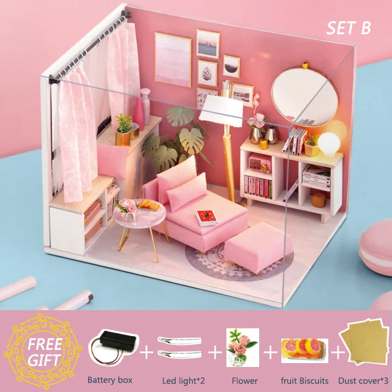 H17-B Кукольный домик Cutebee миниатюрная мебель кукольный домик DIY Миниатюрные домики комнаты Каса игрушки для детей DIY кукольный домик H17-2 - Цвет: H17-B