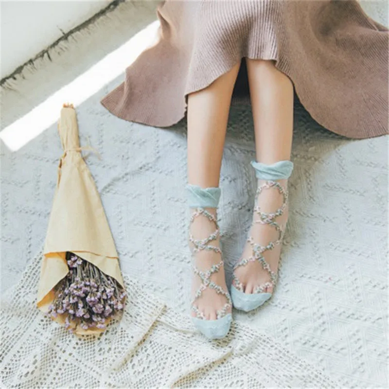 

Сексуальные кружевные сетчатые Шелковые Ажурные Носки, прозрачные эластичные тонкие женские носки