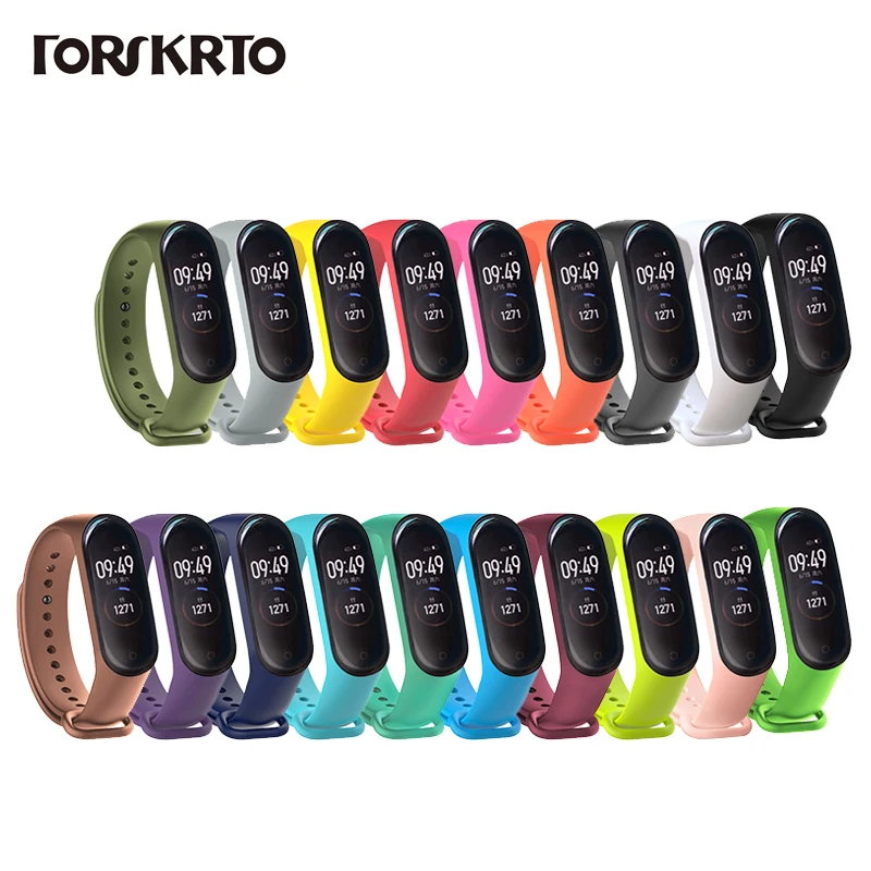 Цветной ремешок mi band 5/4 аксессуары для miband 5 сменный силиконовый умного браслета