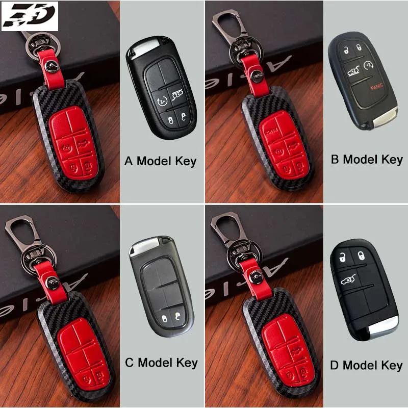 Кожаный чехол для ключей из углеродного волокна Fiat Jeep Renegade кожаный смарт-ключей