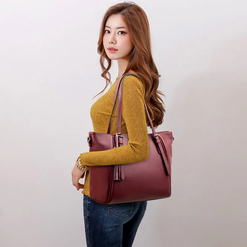 

Simple Women Cowhide Tote Crossbody Bags For Women Luxury Designer Handbags High Quality Women Bags Over Shoulder Bolso Mujer