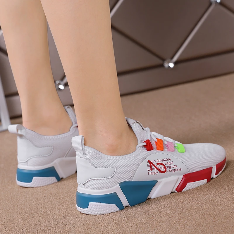 Новейшая модель женская обувь для бега прогулочная вязаные ботильоны спортивные