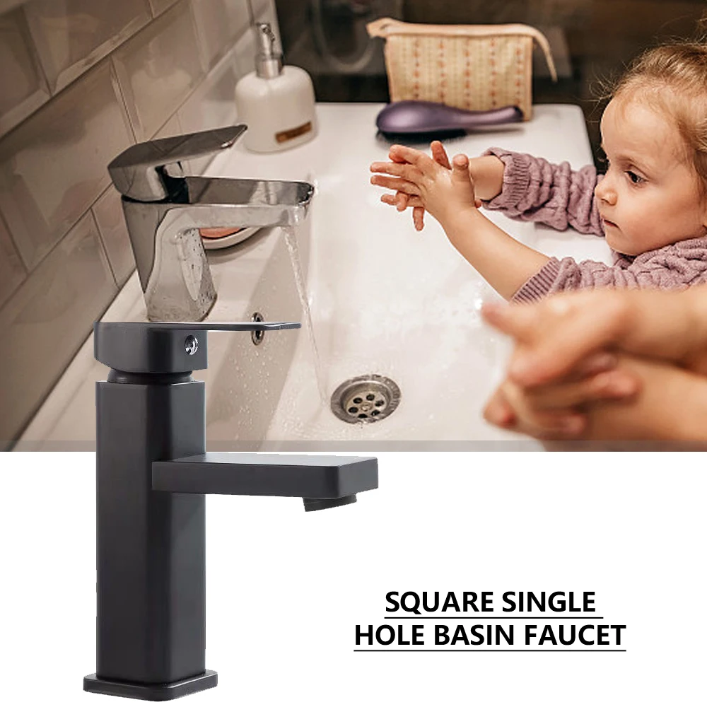 

Square Paint Sink Faucet Set Washbasin Faucet Bathroom Basin Faucets Hot Cold Mixer Tap Single Hole Kitchen Items