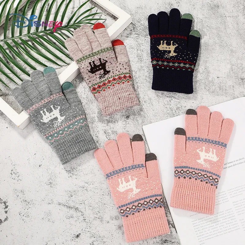 

Disney Winter Christmas Fawn Gloves Warm Thick Woolen Gloves Women's gloves winter Fingerless gloves Christmas