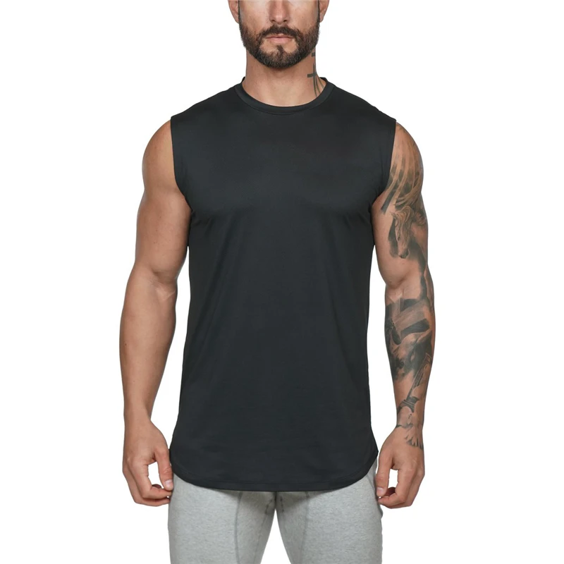 Muscleguys майка для спортзала, мужская майка для бодибилдинга, майка для фитнеса, хлопковые топы без рукавов, майка для тренировок - Цвет: Черный