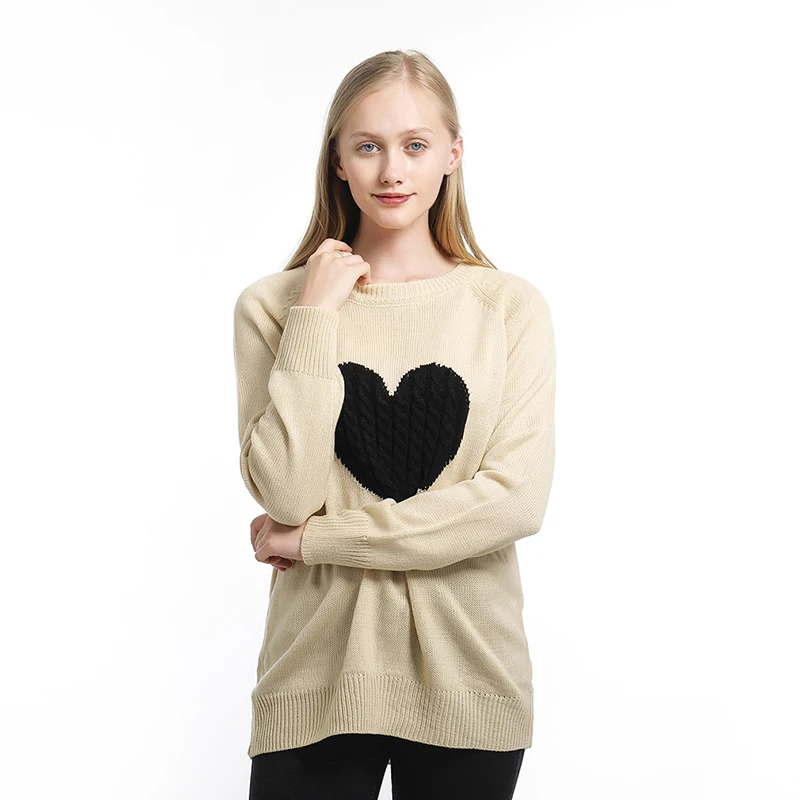 

BONJEAN Womens Sweaters 2020 Winter Harajuku Heart Sweaters Ladies Fashion O-Neck Long Sleeve Sweater And Pullovers BJ2357