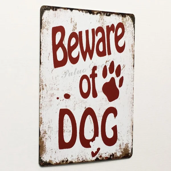 

Retro Tin Sign Beware of Dog Retro Metal Sign Wall Plaque Tin Poster Home Store Pub Bar Garage Wall Sign Decor Metal Sign