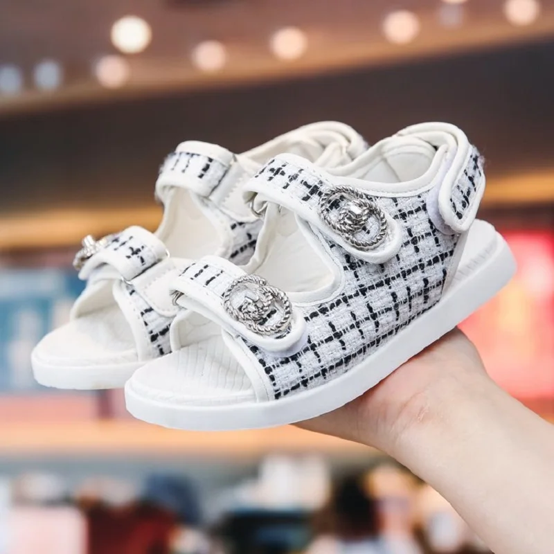 Элегантные сандалии для девочек новая модная летняя детская обувь сетчатые