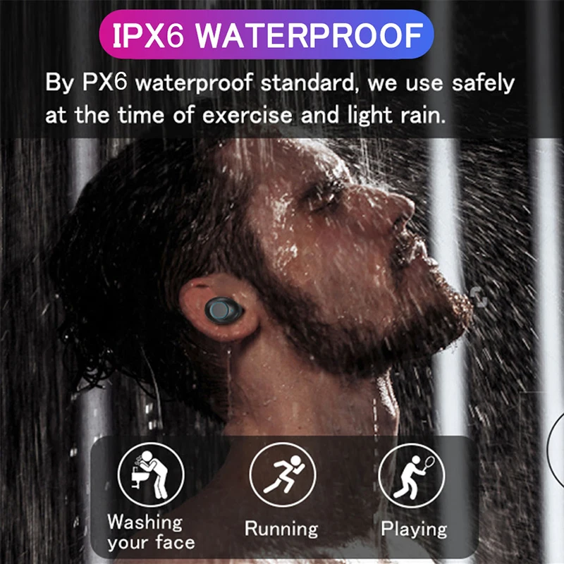 2019 TWS беспроводные наушники со светодиодной подсветкой Bluetooth 5 0 стереонаушники 6D