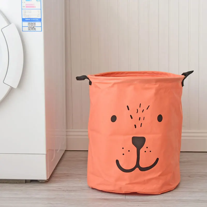 orange Ручная большая корзина для хранения белья мультяшный складной контейнер для хранения хлопковое белье детская игрушка грязная одежда Органайзер корзина - Цвет: orange