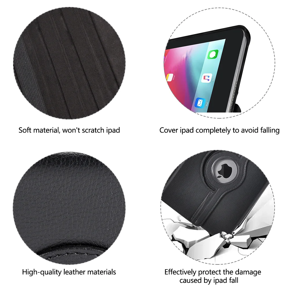 Чехол-книжка для Ipad Pro 360 2020 12 9 10 5 дюйма Mini 1 2 3 кожа вращающийся на 7 ° | Компьютеры и