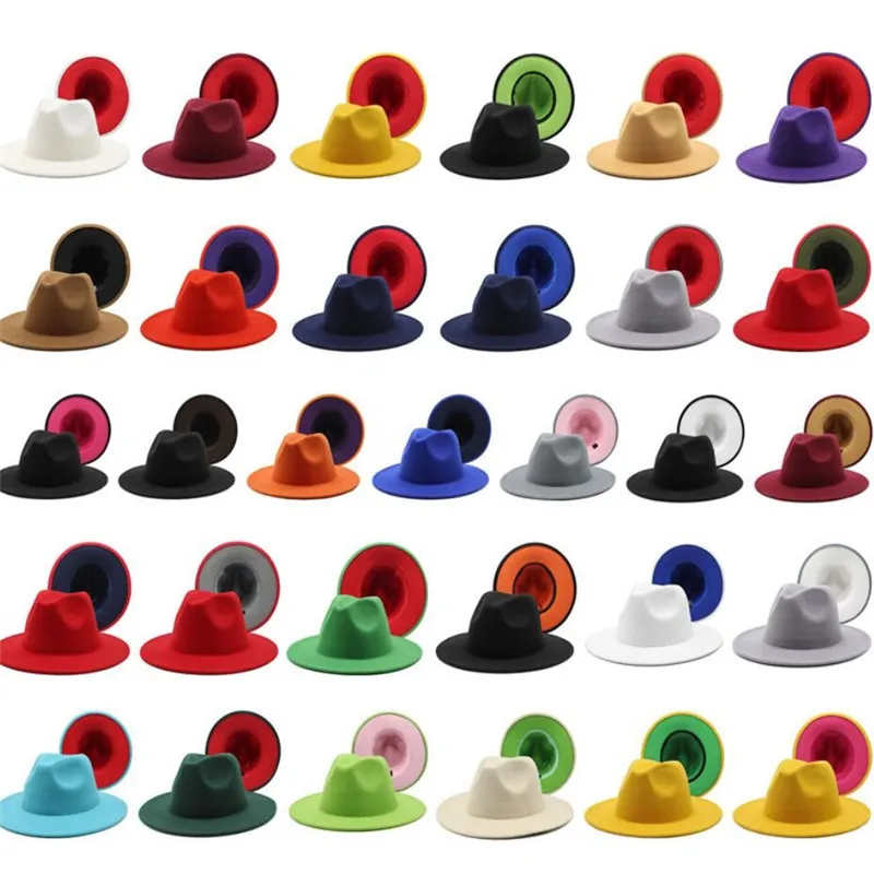 

6pc Women's Hat for Women Men Felt Hats Men's Fedora hat Ladies Fedoras Woman Man Jazz Panama Cap Female Male Top Caps Wholesale