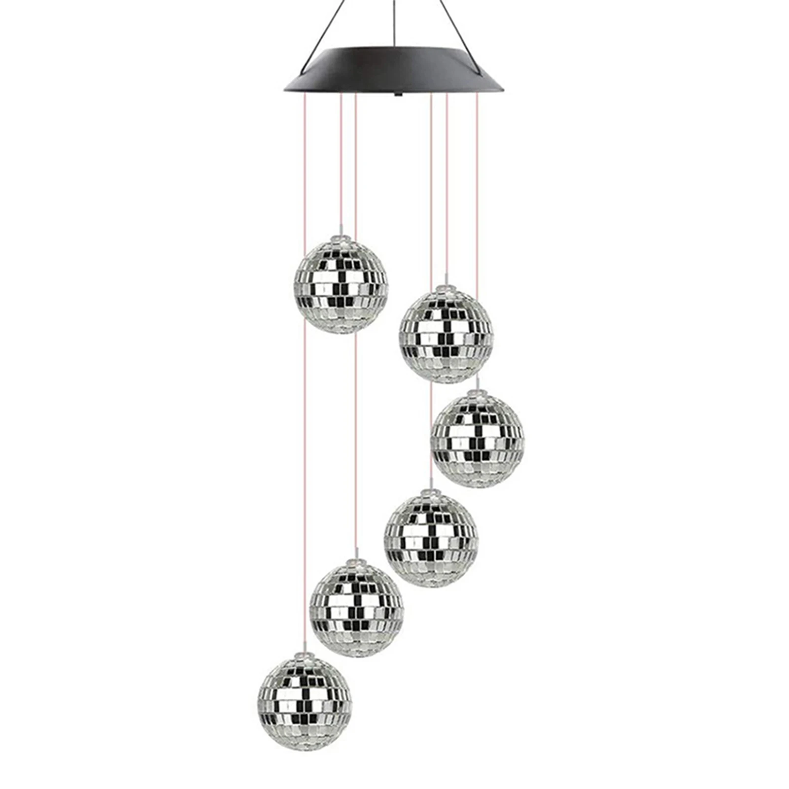 Круглые ветряные колокольчики на солнечной батарее меняющие цвет мозаичная