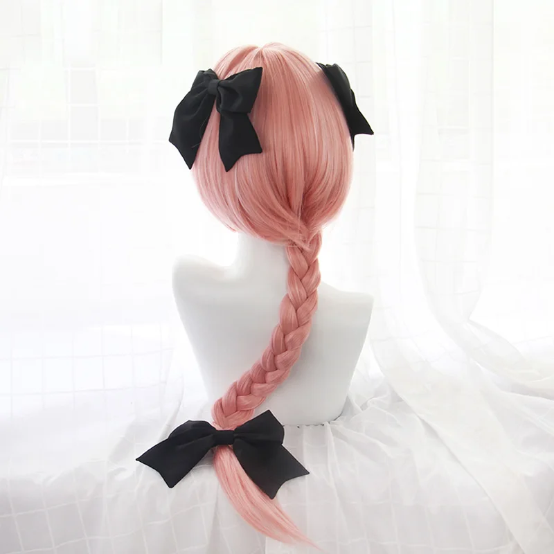 

New Arrival Game Fate Apocryph Astolfo Cosplay Wigs 75cm Pink Heat Resistant Synthetic Hair Perucas Cosplay Wig