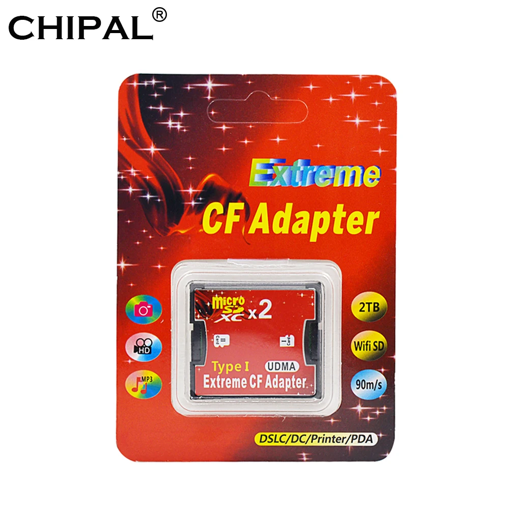 CHIPAL UDMA двойной слот Micro SD TF к CF адаптеру MicroSD MicroSDHC MicroSDXC компактной флэш-памяти