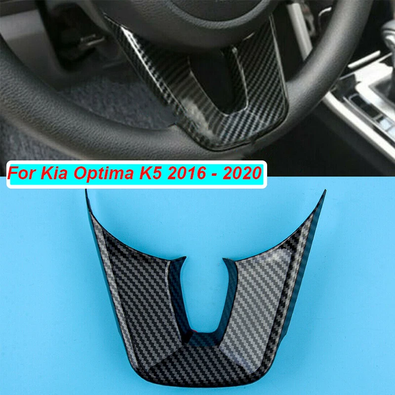 

ABS Carbon Fiber Style Black Car Interior Steering Wheel Frame Cover Trim Sticker For Kia Optima K5 2016 2017 2018 2019 2020