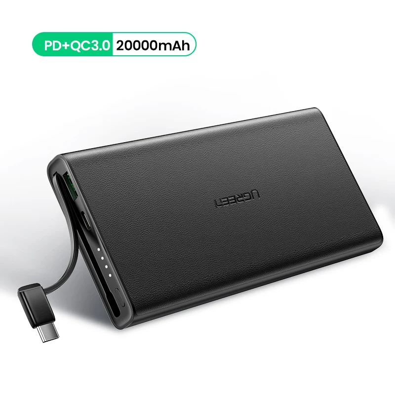 Ugreen 10000 мАч Внешний аккумулятор 18 Вт Быстрая зарядка 3,0 внешний аккумулятор зарядное устройство для мобильного телефона Xiaomi type C повербанк - Цвет: 20000