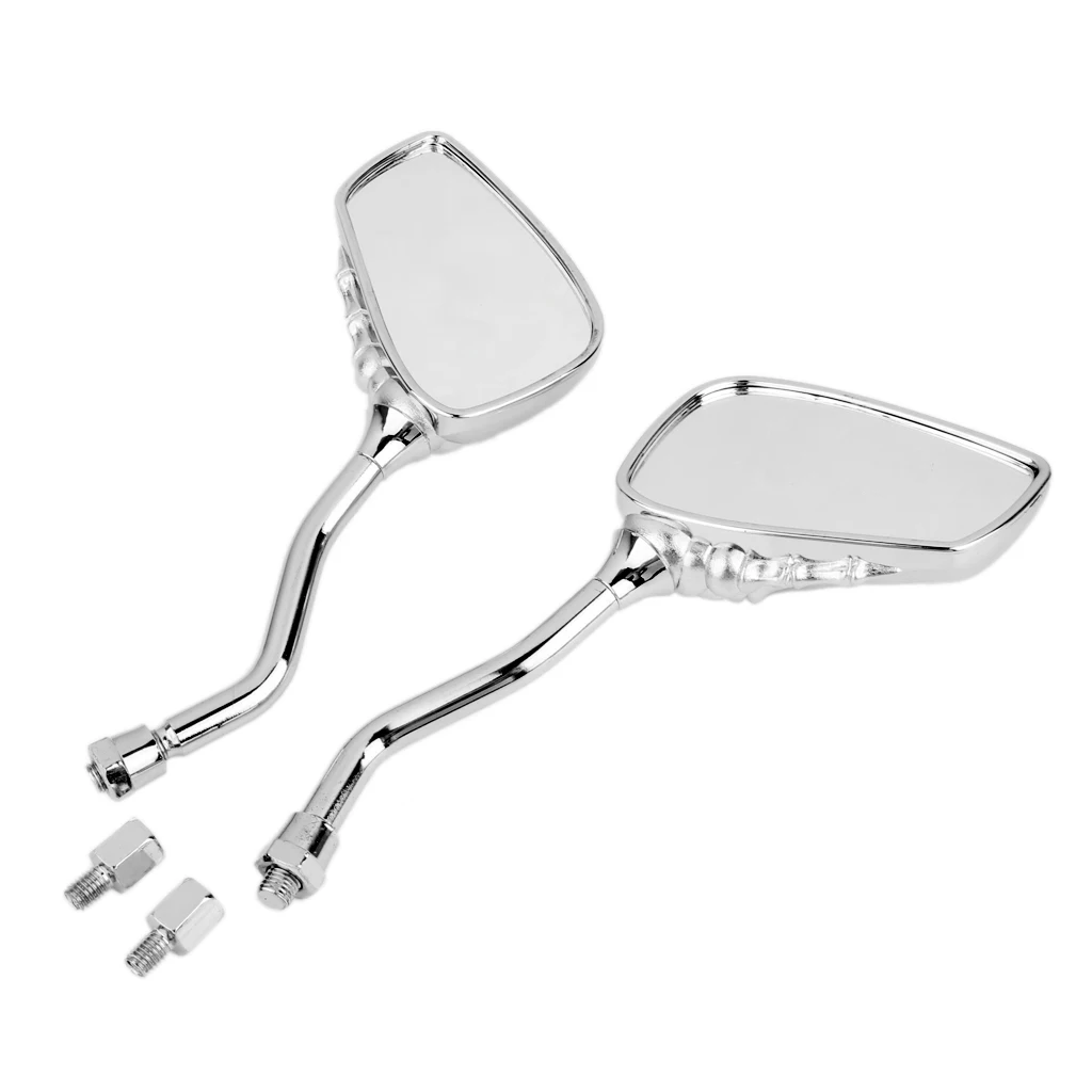 

Motorcycle Scooter Silver Skull Hand Rear View Side Mirrors 8mm/10mm