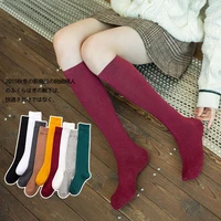 solid color cotton womens socks japanese color basic ins calf socks student black high boots knee length jk socks stockings