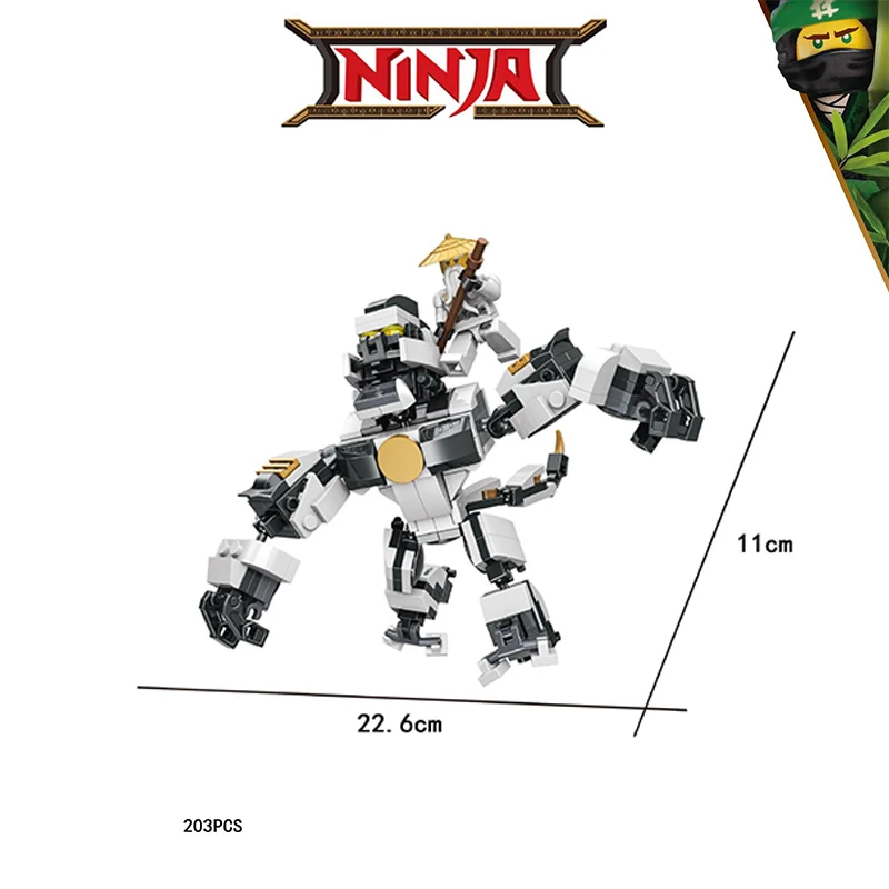 Совместимы с ninjagoo Mech две формы фигурки мини-героев оружием Zane Lloyd ninja строительные
