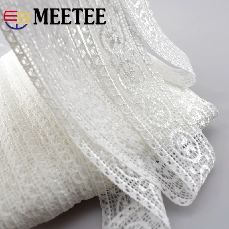 Meetee 10Yards 34mm Nylon Cotton Elastic Band Lace Webbbing DIY Garment Sewing Accessories Home Textile Children's Hair Material | Дом и