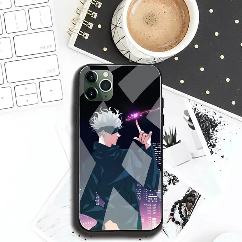 jujutsu kaisen gojo satori phone case tempered glass for iphone 12 pro max mini 11 pro xr xs max 8 x 7 6s 6 plus se 2020 case free global shipping