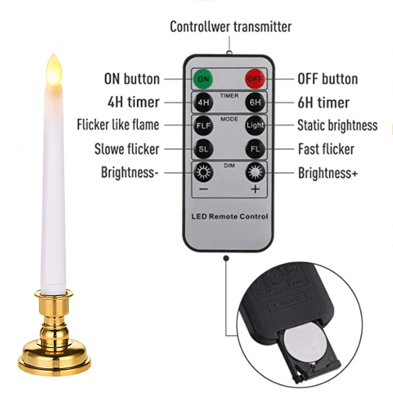 

Flameless Timing Control LED Candle Light Wedding Birthday Party Dinner Lighting Battery Simulation Home Decoration Lights