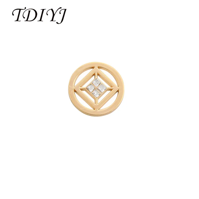 TDIYJ Stylish Alloy New Design 33mm Square Crystals Coin Disc for 35mm Stainless Steel Holder Pendants 1pcs/lot | Украшения и