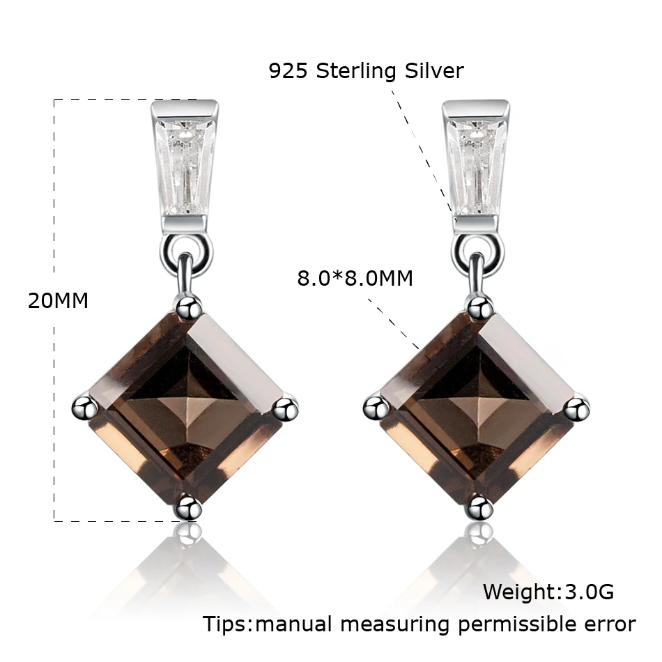 

Real 925 Sterling Silver Gemstone Earrings Natural Smoky Quartz For Women Birthday Anniversary Gifts Luxury Fine Jewelry