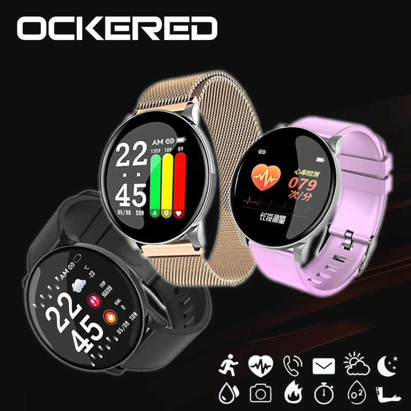 

Ockerd Smart Watch Fashion Touch Screen clock Smartwatch Heart Rate Blood Pressure Monitor Fitness Watch Waterproof Sport Watch
