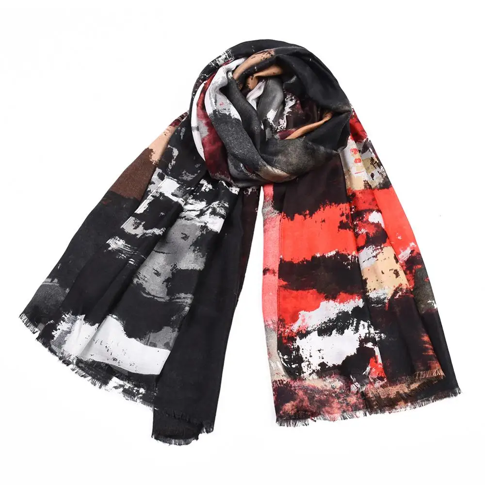 Женский хлопковый шарф с принтом граффити