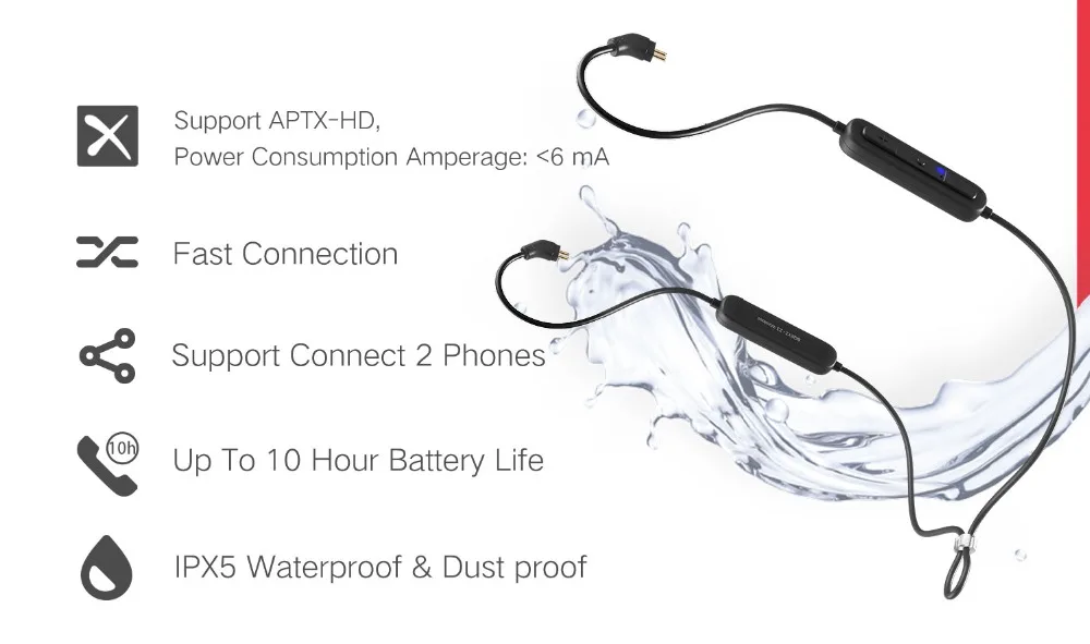 BQEYZ Z3 беспроводной Bluetooth 5,0 AptX-HD кабель MMCX/0,78 мм разъем водонепроницаемые наушники с кабелем для BQ3 KC2 T2 N1 P1 NO. 3 S2 KANAS