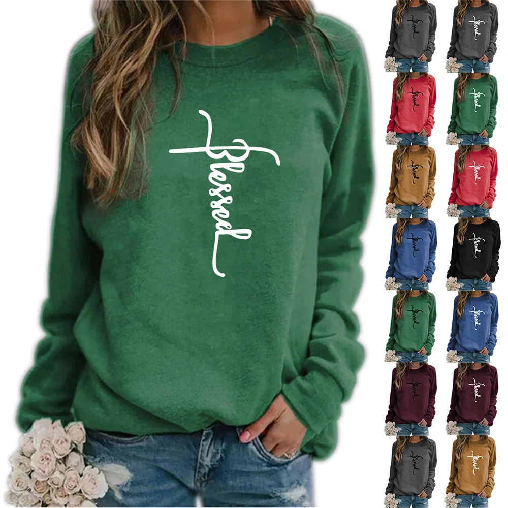 

Женский свитшот с длинным рукавом, с круглым вырезом